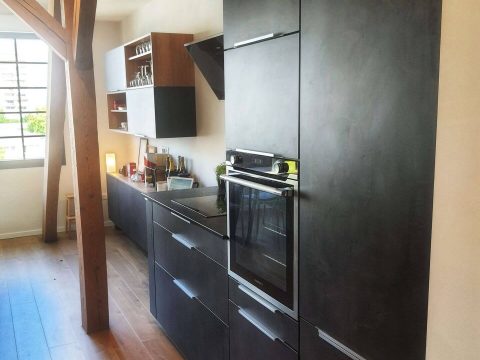 cuisine sur mesure poutre renovation loft mulhouse