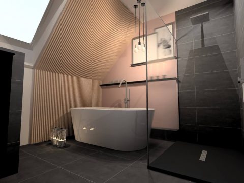 visuel 3d photorealisme salle de bains baignoire ilot construction