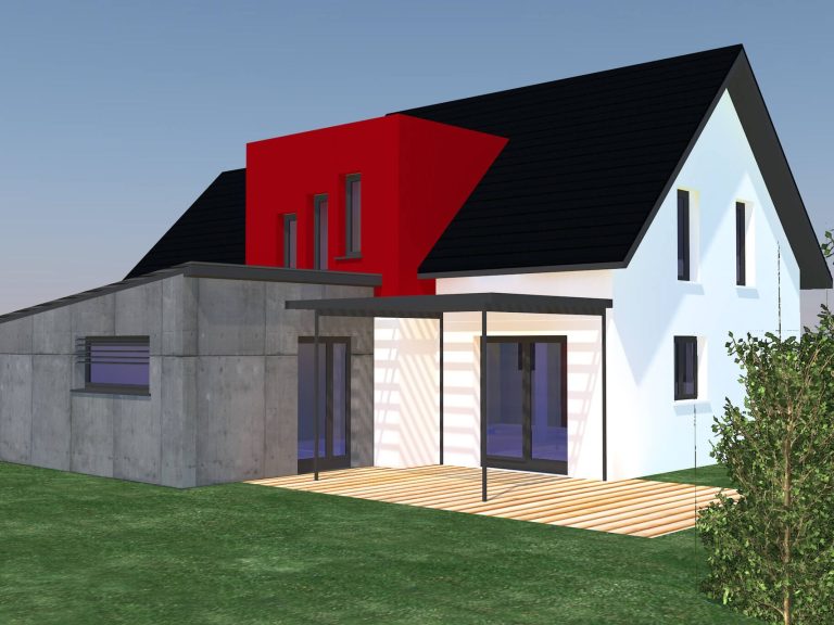 Maison deux pans lucarne