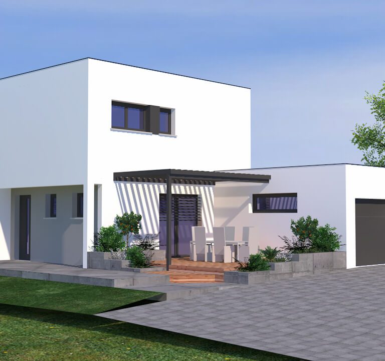 Maison toit plat trois frontières